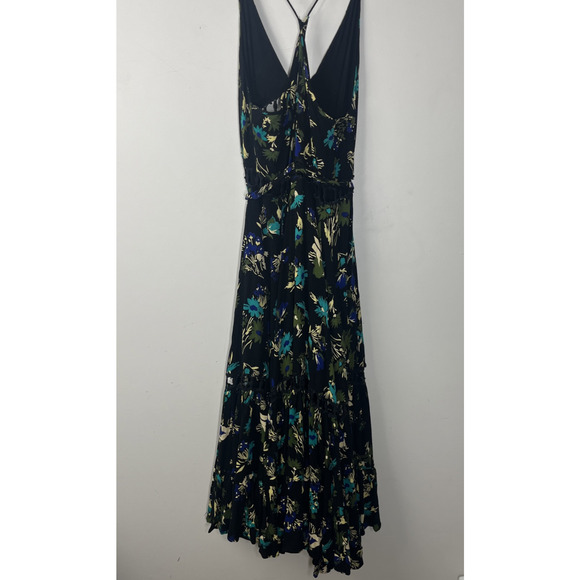 Free People Pages of Gold Maxi Dress XS Floral Crochet Cutout Full Boho Whimsi - Picture 2 of 12